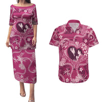 Hawaii Plumeria Couples Matching Puletasi and Hawaiian Shirt Hau'oli la Makuahine Rosy LT7 Pink - Polynesian Pride