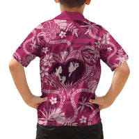 Hawaii Plumeria Family Matching Off Shoulder Maxi Dress and Hawaiian Shirt Hau'oli la Makuahine Rosy LT7 - Polynesian Pride