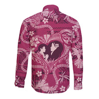 Hawaii Plumeria Long Sleeve Button Shirt Hau'oli la Makuahine Rosy LT7 - Polynesian Pride
