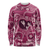 Hawaii Plumeria Long Sleeve Shirt Hau'oli la Makuahine Rosy LT7 Unisex Pink - Polynesian Pride