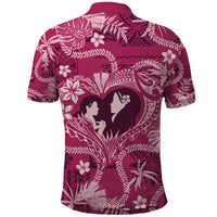Hawaii Plumeria Polo Shirt Hau'oli la Makuahine Rosy LT7 - Polynesian Pride