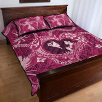 Hawaii Plumeria Quilt Bed Set Hau'oli la Makuahine Rosy LT7 - Polynesian Pride