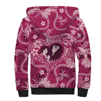 Hawaii Plumeria Sherpa Hoodie Hau'oli la Makuahine Rosy LT7 - Polynesian Pride