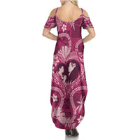 Hawaii Plumeria Summer Maxi Dress Hau'oli la Makuahine Rosy LT7 - Polynesian Pride