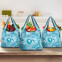 Hawaii Plumeria Grocery Bag Hau'oli la Makuahine Turquoise LT7 3-pack One Size Turquoise - Polynesian Pride