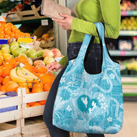 Hawaii Plumeria Grocery Bag Hau'oli la Makuahine Turquoise LT7 - Polynesian Pride