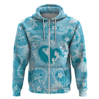 Hawaii Plumeria Zip Hoodie Hau'oli la Makuahine Turquoise LT7 Zip Hoodie Turquoise - Polynesian Pride