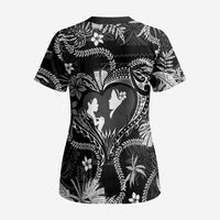 Hawaii Plumeria Scrub Top Hau'oli la Makuahine Monochrome - Polynesian Pride