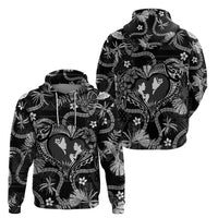 Hawaii Plumeria Zip Hoodie Hau'oli la Makuahine Monochrome LT7 - Polynesian Pride