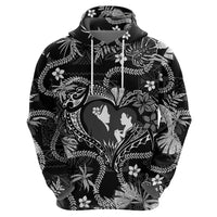 Hawaii Plumeria Zip Hoodie Hau'oli la Makuahine Monochrome LT7 - Polynesian Pride