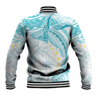 Polynesia Humpback Whale Baseball Jacket Tropical Plumeria Turquoise LT7 - Polynesian Pride