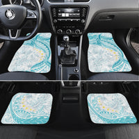 Polynesia Humpback Whale Car Mats Tropical Plumeria Turquoise LT7 Set 4pcs Turquoise - Polynesian Pride