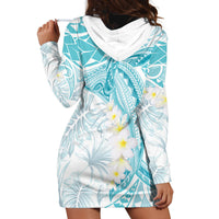 Polynesia Humpback Whale Hoodie Dress Tropical Plumeria Turquoise LT7 - Polynesian Pride