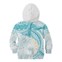 Polynesia Humpback Whale Kid Hoodie Tropical Plumeria Turquoise