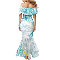 Polynesia Humpback Whale Mermaid Dress Tropical Plumeria Turquoise LT7 - Polynesian Pride