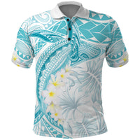 Polynesia Humpback Whale Polo Shirt Tropical Plumeria Turquoise LT7 Turquoise - Polynesian Pride
