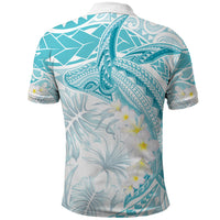 Polynesia Humpback Whale Polo Shirt Tropical Plumeria Turquoise LT7 - Polynesian Pride