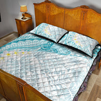 Polynesia Humpback Whale Quilt Bed Set Tropical Plumeria Turquoise LT7 - Polynesian Pride