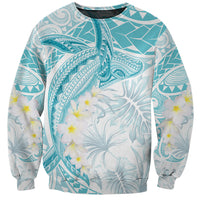 Polynesia Humpback Whale Sweatshirt Tropical Plumeria Turquoise LT7 Unisex Turquoise - Polynesian Pride