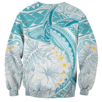 Polynesia Humpback Whale Sweatshirt Tropical Plumeria Turquoise LT7 - Polynesian Pride