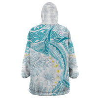 Polynesia Humpback Whale Wearable Blanket Hoodie Tropical Plumeria Turquoise LT7 - Polynesian Pride