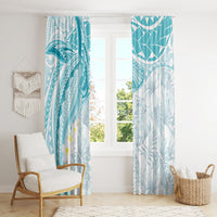 Polynesia Humpback Whale Window Curtain Tropical Plumeria Turquoise LT7 - Polynesian Pride