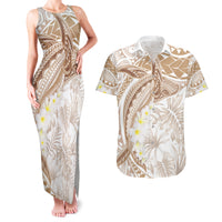 Polynesia Humpback Whale Couples Matching Tank Maxi Dress and Hawaiian Shirt Tropical Plumeria Beige LT7 Beige - Polynesian Pride