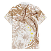 Polynesia Humpback Whale Hawaiian Shirt Tropical Plumeria Beige LT7 - Polynesian Pride