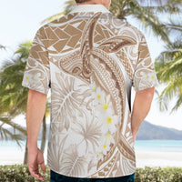Polynesia Humpback Whale Hawaiian Shirt Tropical Plumeria Beige LT7 - Polynesian Pride