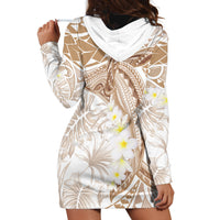 Polynesia Humpback Whale Hoodie Dress Tropical Plumeria Beige LT7 - Polynesian Pride
