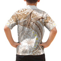Polynesia Humpback Whale Kid Hawaiian Shirt Tropical Plumeria Beige LT7 - Polynesian Pride