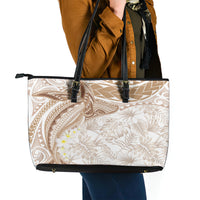 Polynesia Humpback Whale Leather Tote Bag Tropical Plumeria Beige LT7 - Polynesian Pride