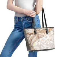 Polynesia Humpback Whale Leather Tote Bag Tropical Plumeria Beige LT7 - Polynesian Pride