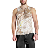 Polynesia Humpback Whale Men Tank Top Tropical Plumeria Beige LT7 - Polynesian Pride
