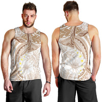 Polynesia Humpback Whale Men Tank Top Tropical Plumeria Beige LT7 - Polynesian Pride