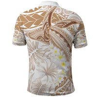 Polynesia Humpback Whale Polo Shirt Tropical Plumeria Beige LT7 - Polynesian Pride