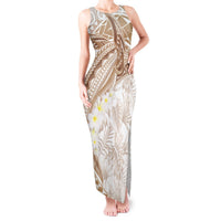 Polynesia Humpback Whale Tank Maxi Dress Tropical Plumeria Beige LT7 Women Beige - Polynesian Pride