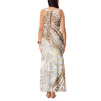 Polynesia Humpback Whale Tank Maxi Dress Tropical Plumeria Beige LT7 - Polynesian Pride