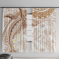 Polynesia Humpback Whale Window Curtain Tropical Plumeria Beige LT7 With Hooks Beige - Polynesian Pride