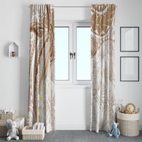 Polynesia Humpback Whale Window Curtain Tropical Plumeria Beige LT7 - Polynesian Pride