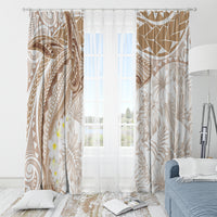 Polynesia Humpback Whale Window Curtain Tropical Plumeria Beige LT7 - Polynesian Pride