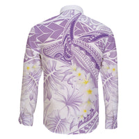 Polynesia Humpback Whale Family Matching Off Shoulder Maxi Dress and Hawaiian Shirt Tropical Plumeria Lavender LT7 - Polynesian Pride
