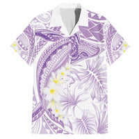 Polynesia Humpback Whale Family Matching Puletasi and Hawaiian Shirt Tropical Plumeria Lavender LT7 Dad's Shirt - Short Sleeve Lavender - Polynesian Pride