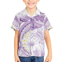 Polynesia Humpback Whale Kid Hawaiian Shirt Tropical Plumeria Lavender LT7 Kid Lavender - Polynesian Pride