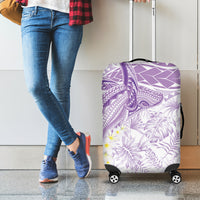 Polynesia Humpback Whale Luggage Cover Tropical Plumeria Lavender
