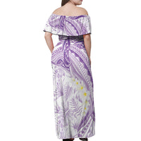 Polynesia Humpback Whale Off Shoulder Maxi Dress Tropical Plumeria Lavender LT7 - Polynesian Pride
