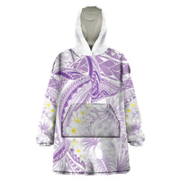 Polynesia Humpback Whale Wearable Blanket Hoodie Tropical Plumeria Lavender LT7 One Size Lavender - Polynesian Pride
