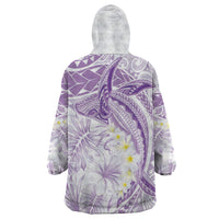 Polynesia Humpback Whale Wearable Blanket Hoodie Tropical Plumeria Lavender LT7 - Polynesian Pride