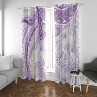 Polynesia Humpback Whale Window Curtain Tropical Plumeria Lavender LT7 With Grommets Lavender - Polynesian Pride