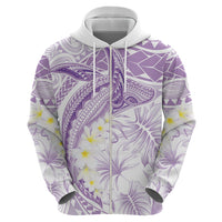 Polynesia Humpback Whale Zip Hoodie Tropical Plumeria Lavender LT7 - Polynesian Pride
